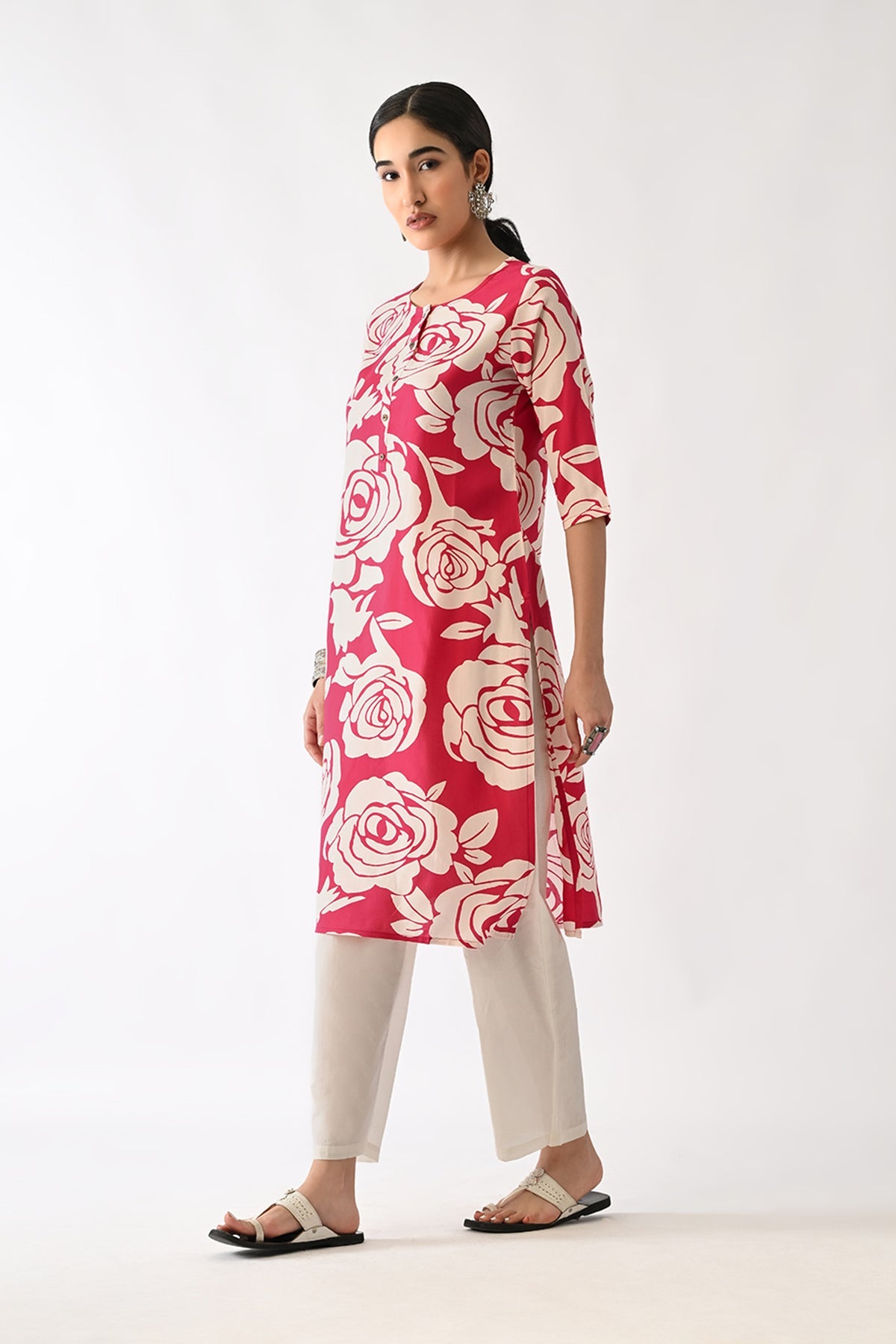 Pink Floral Printed Kurta