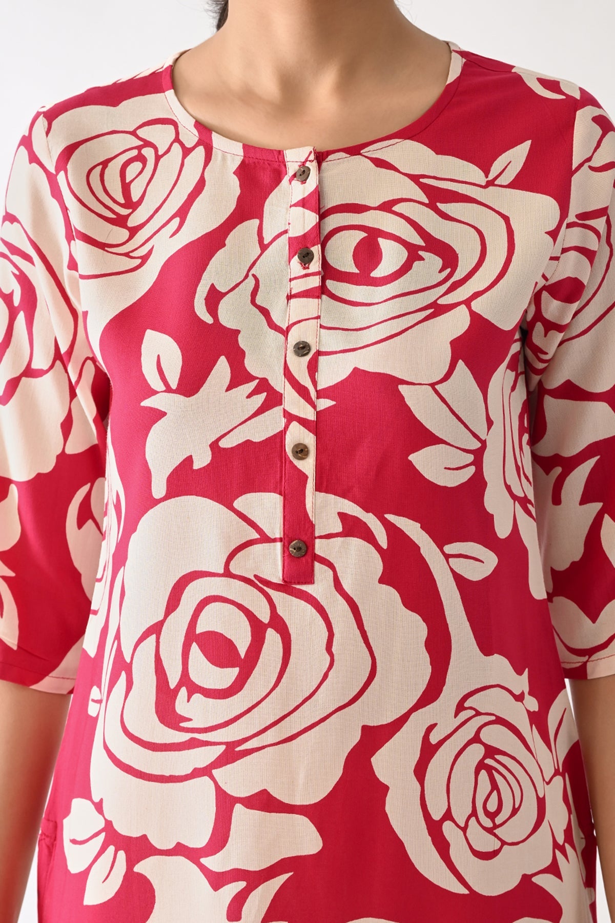 Pink Floral Printed Kurta