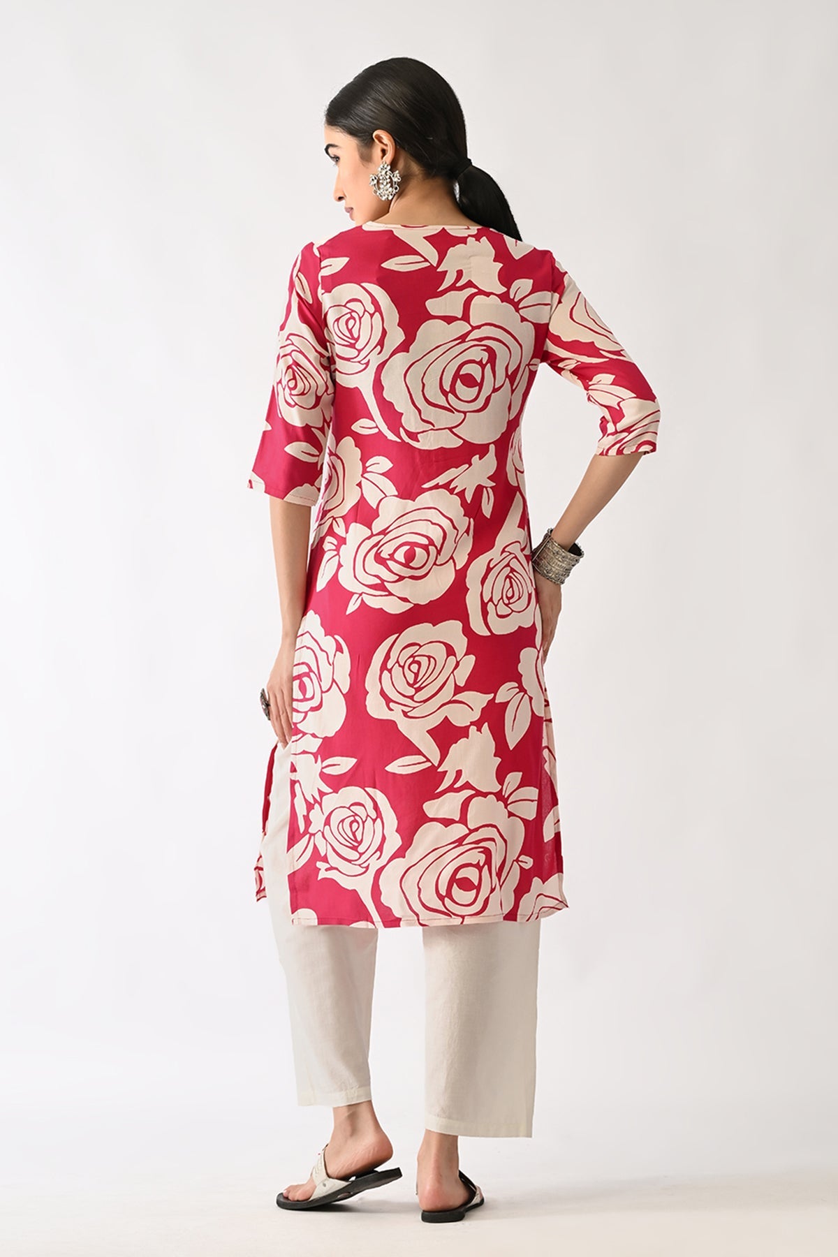 Pink Floral Printed Kurta