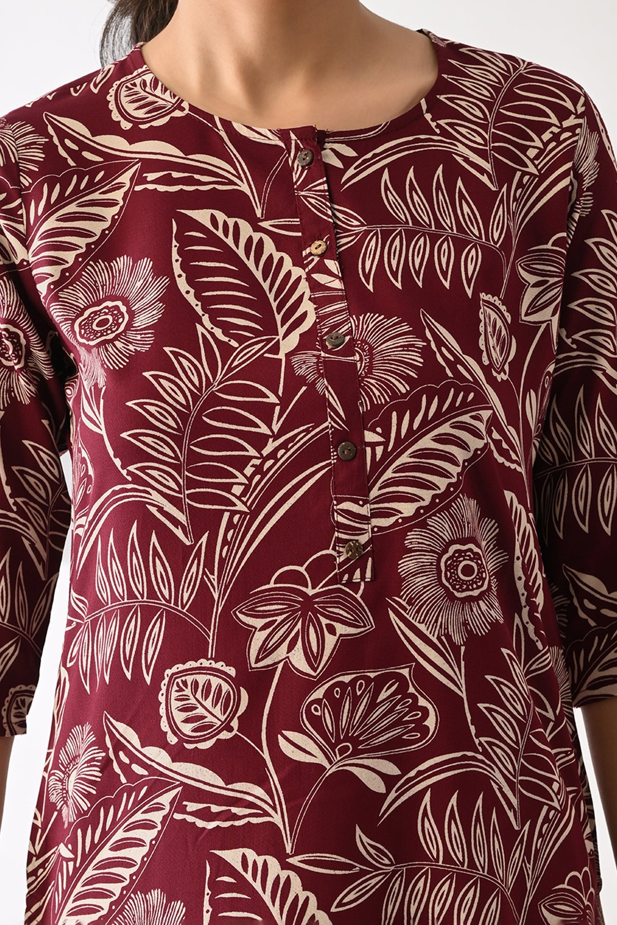 Wine Printed Kurta