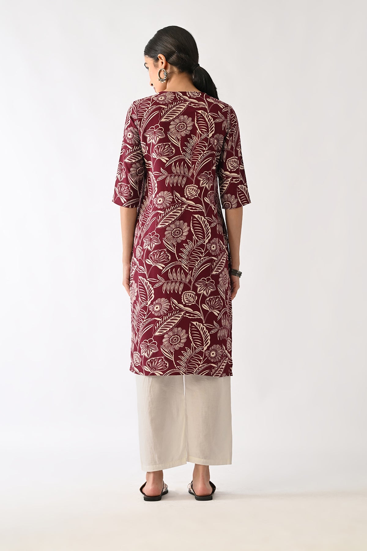 Wine Printed Kurta