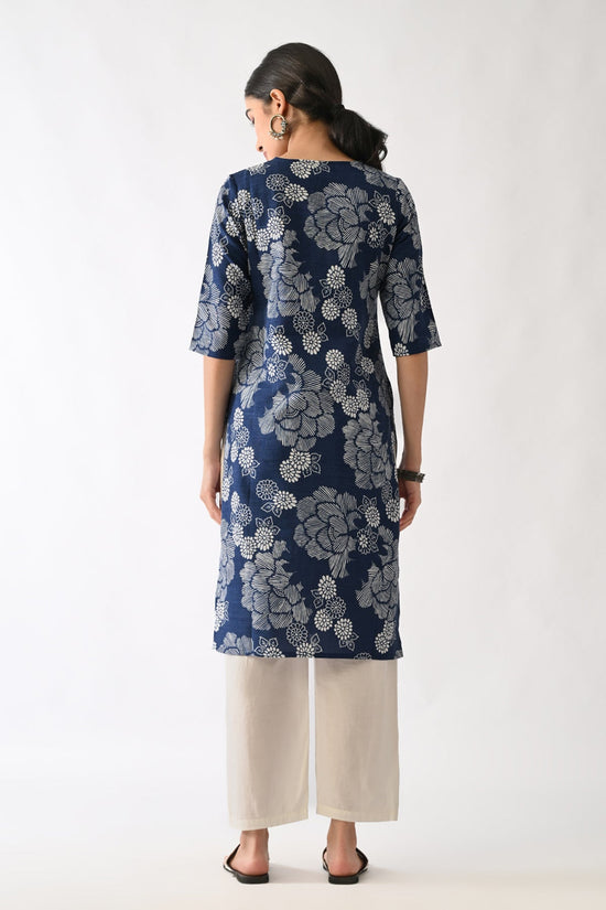 Navy Blue Printed Kurta