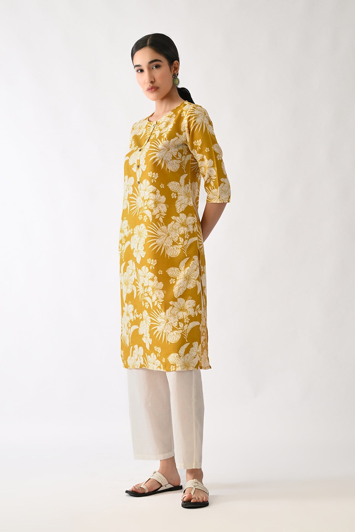 Yellow Printed Kurta