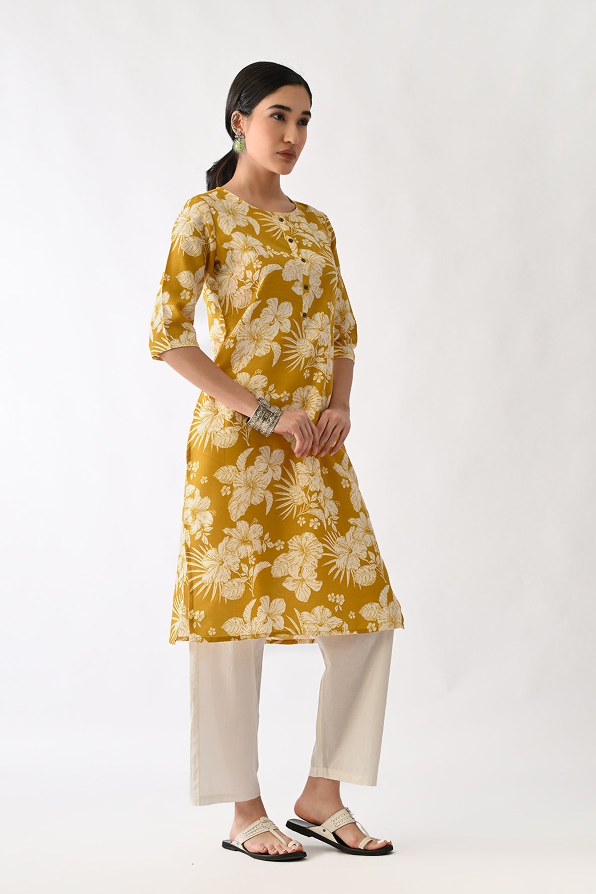 Yellow Printed Kurta