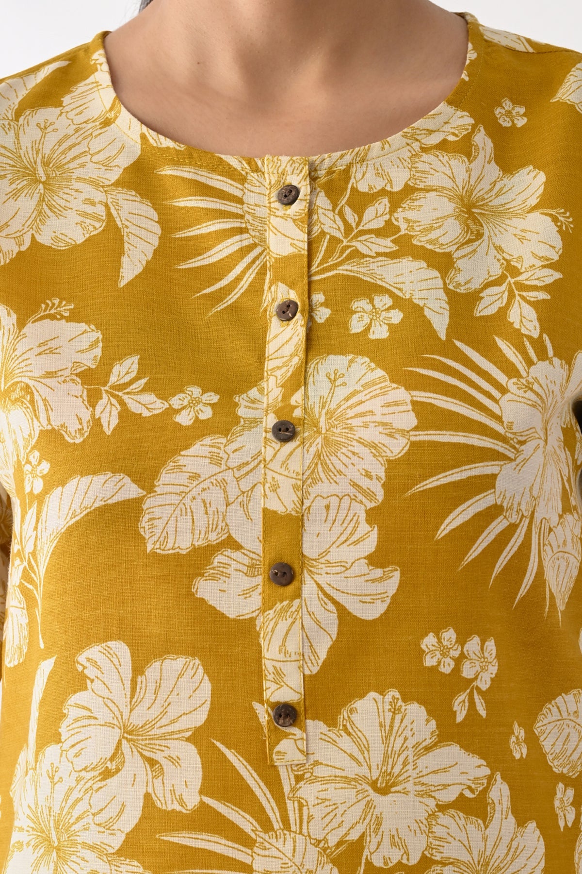 Yellow Printed Kurta
