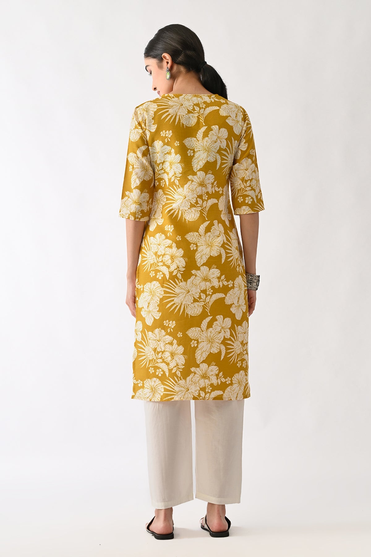 Yellow Printed Kurta