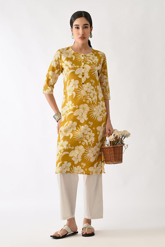 Yellow Printed Kurta