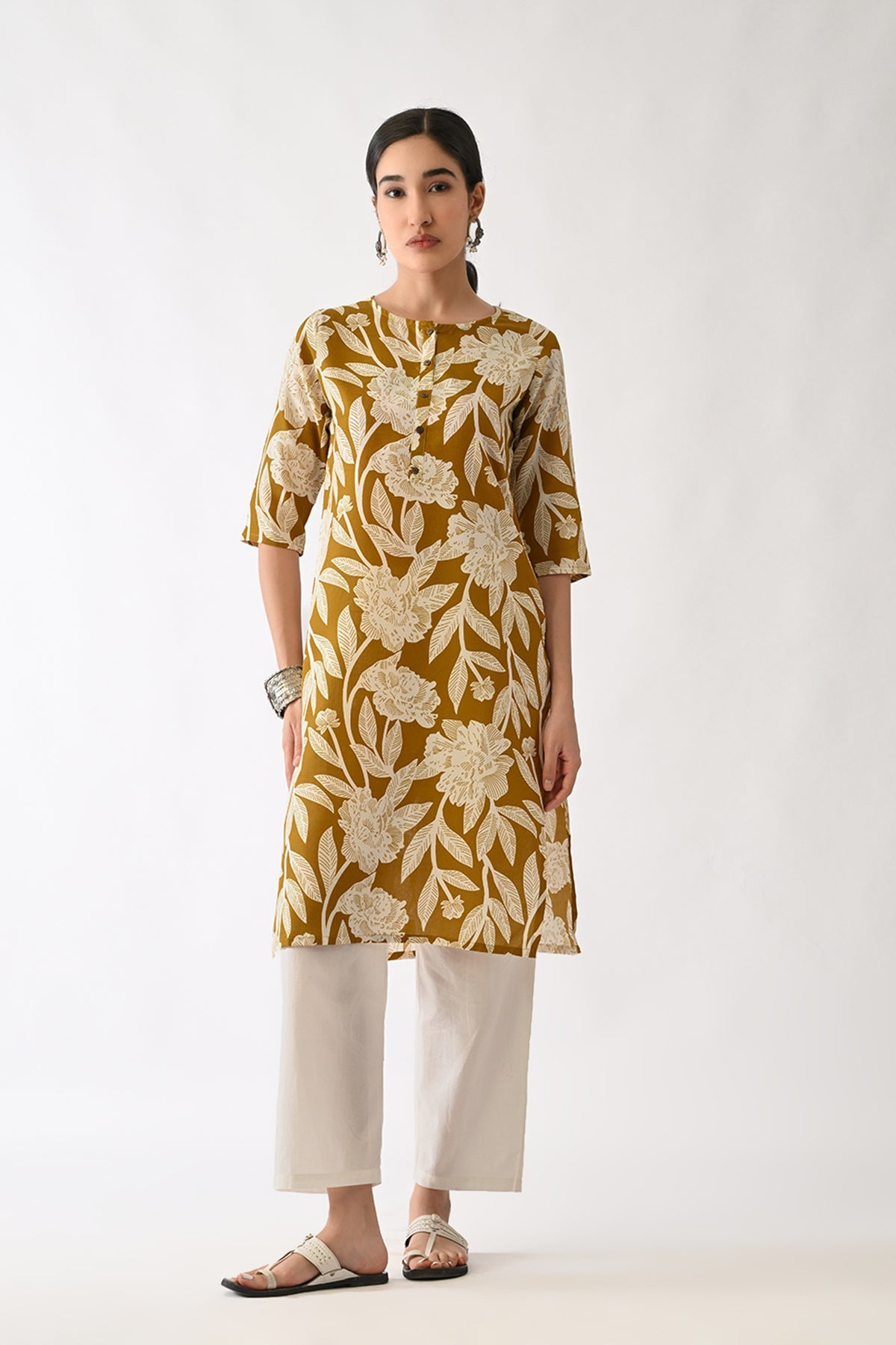 Mustard Printed Kurta