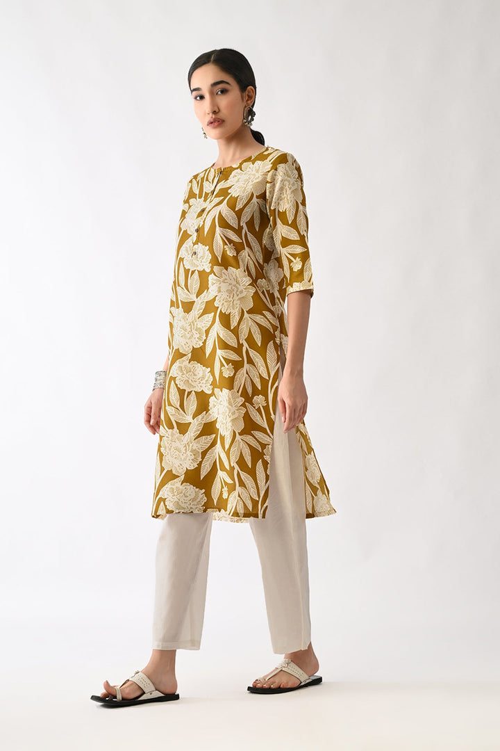 Mustard Printed Kurta