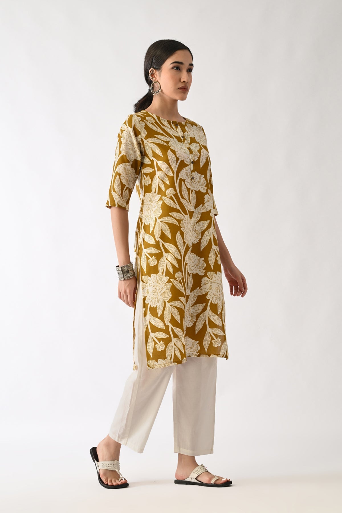Mustard Printed Kurta