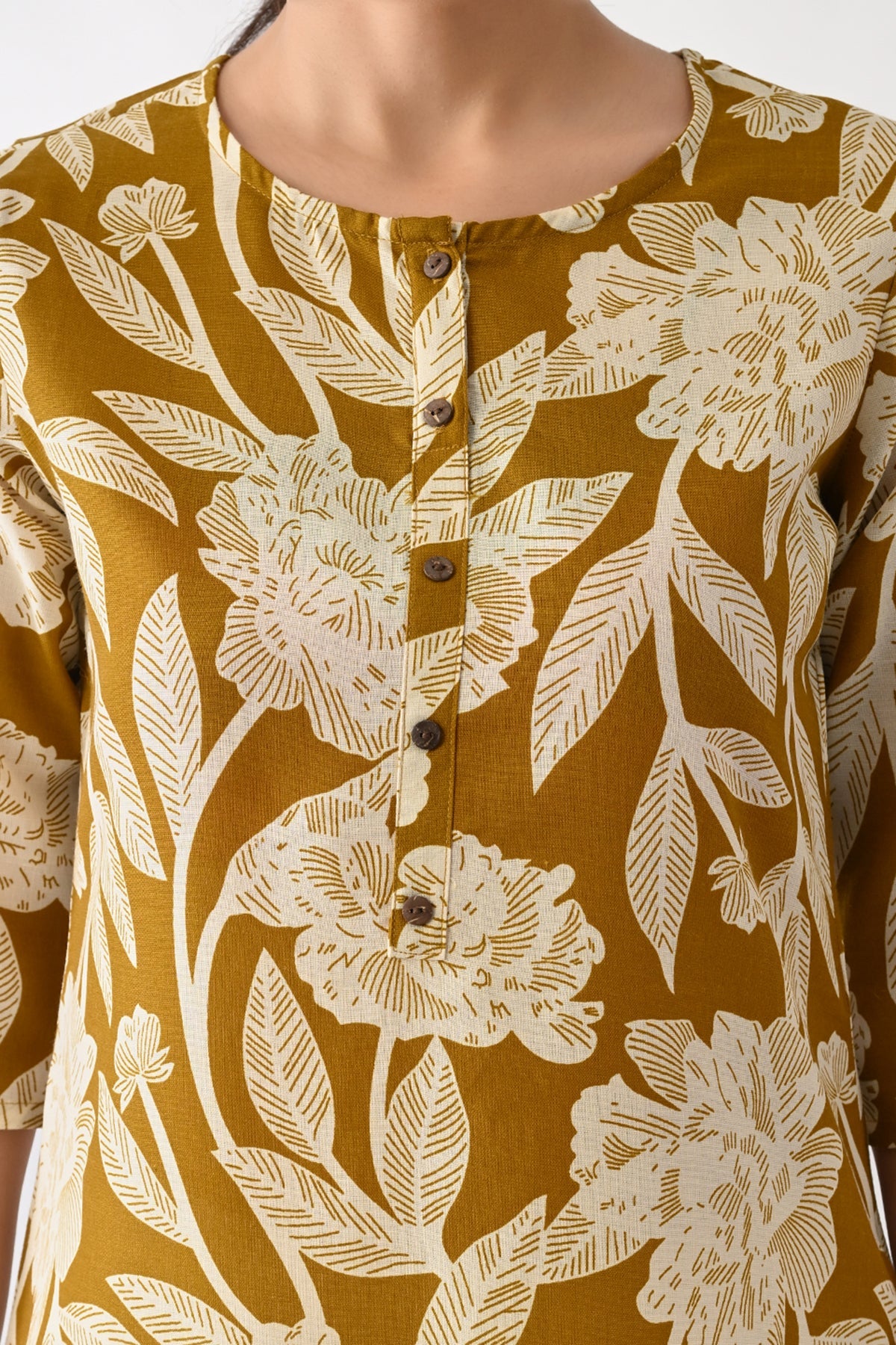 Mustard Printed Kurta