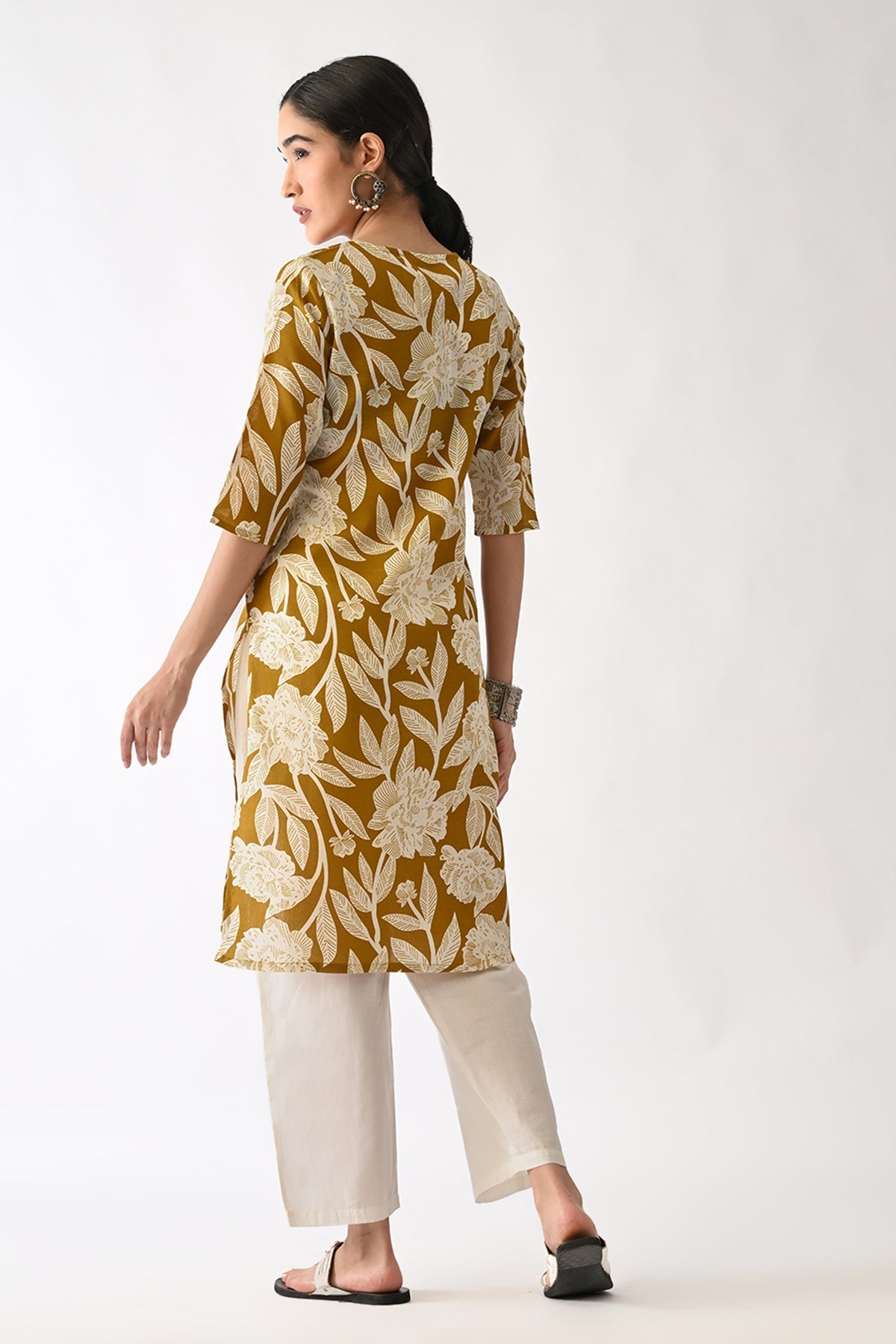 Mustard Printed Kurta