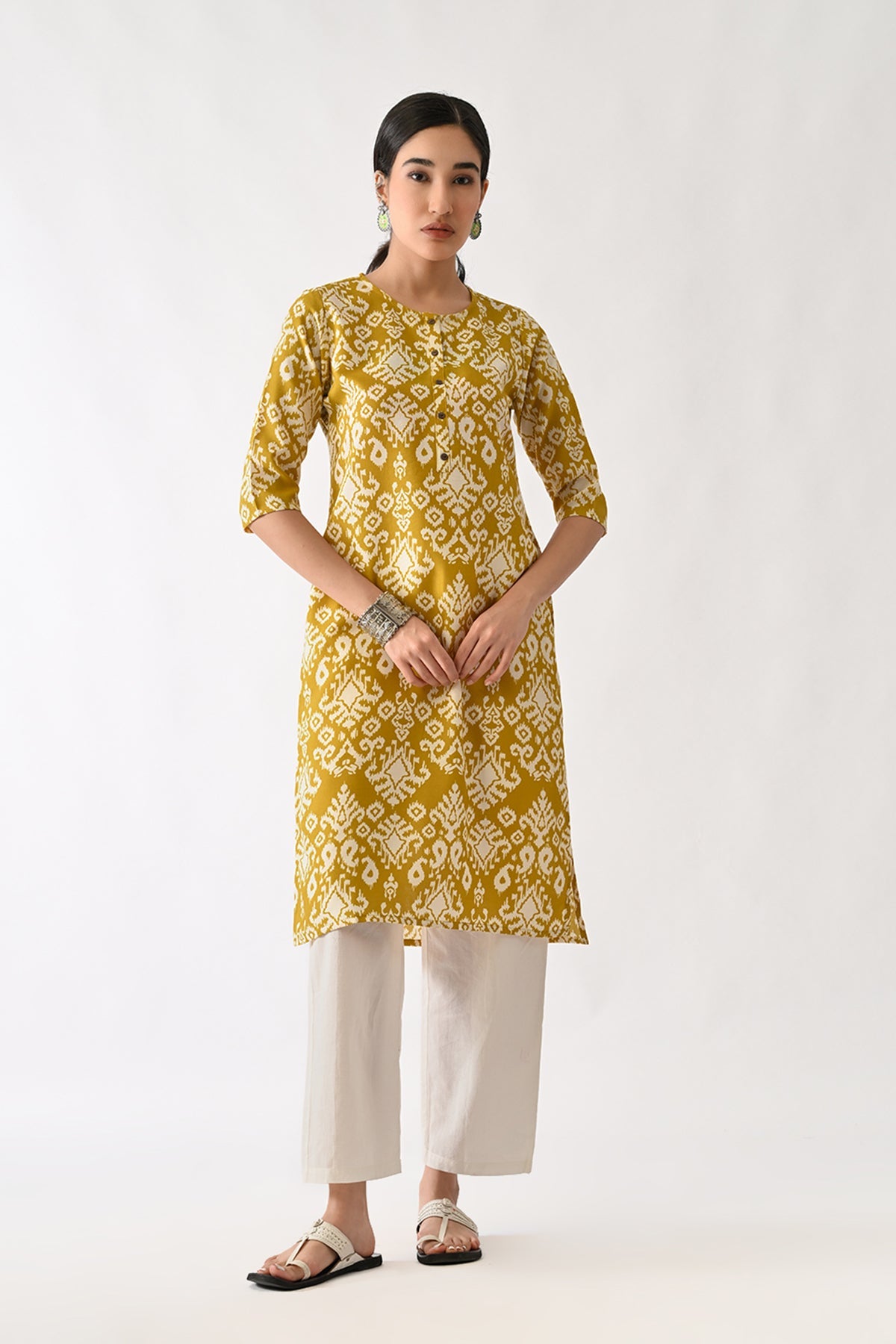 Yellow Printed Kurta
