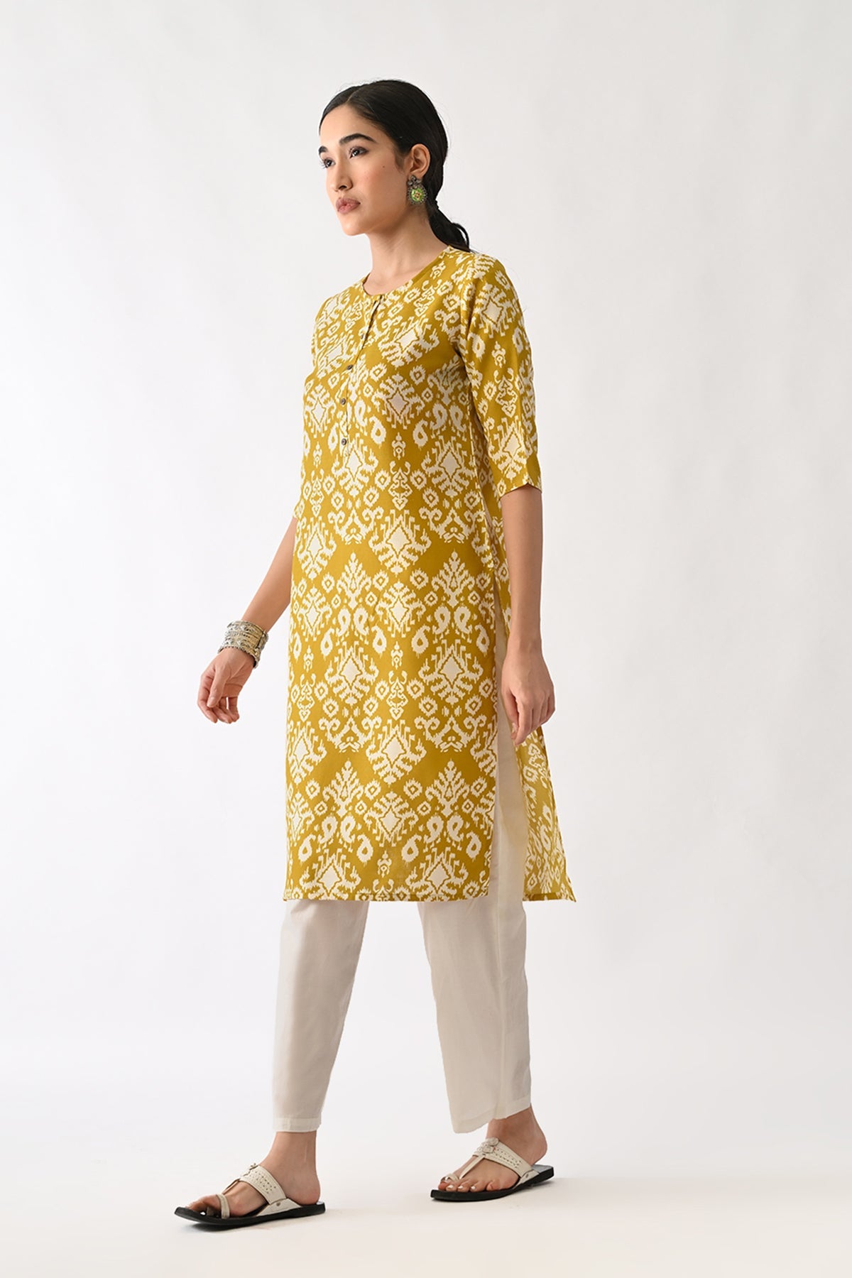 Yellow Printed Kurta