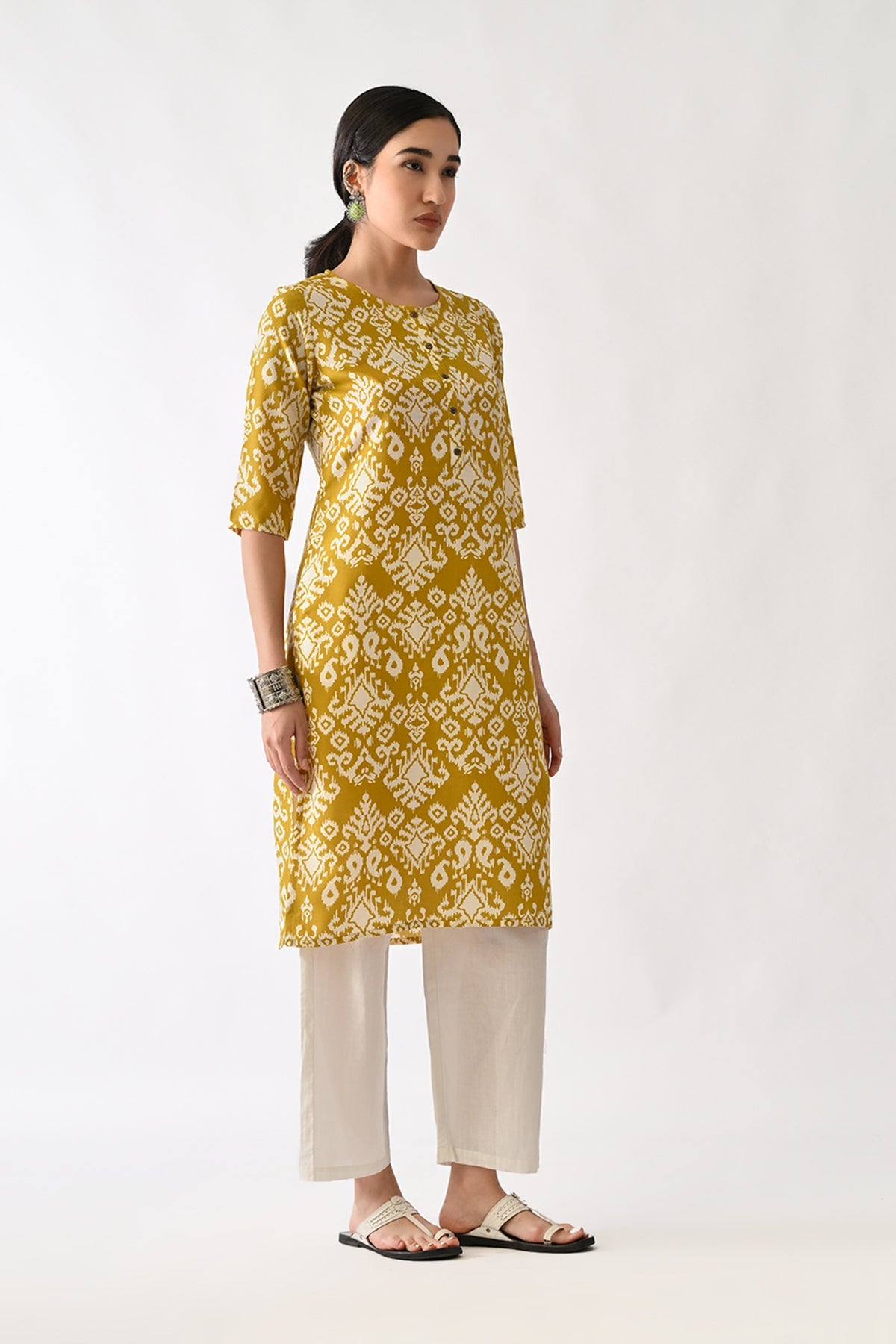 Yellow Printed Kurta