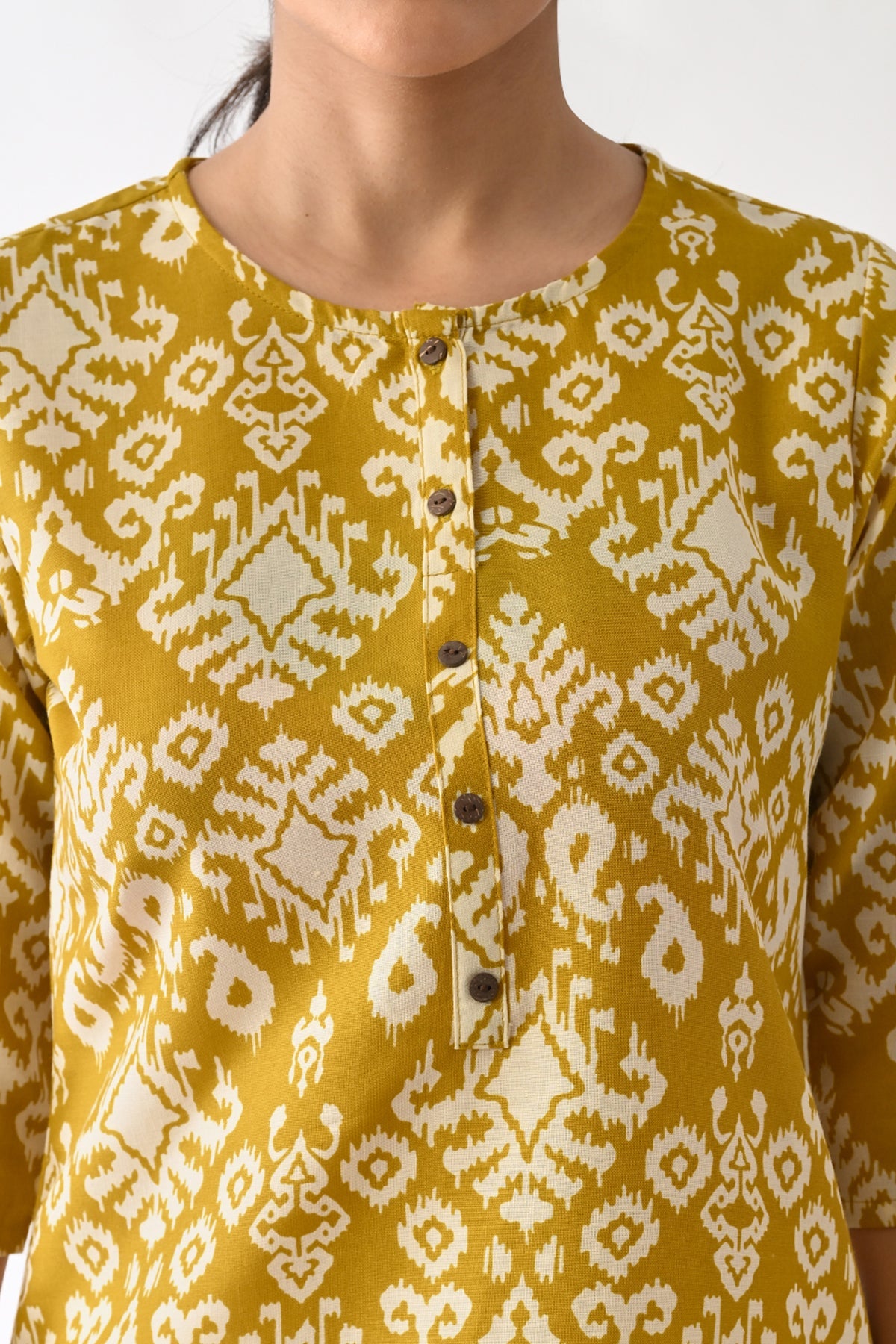 Yellow Printed Kurta