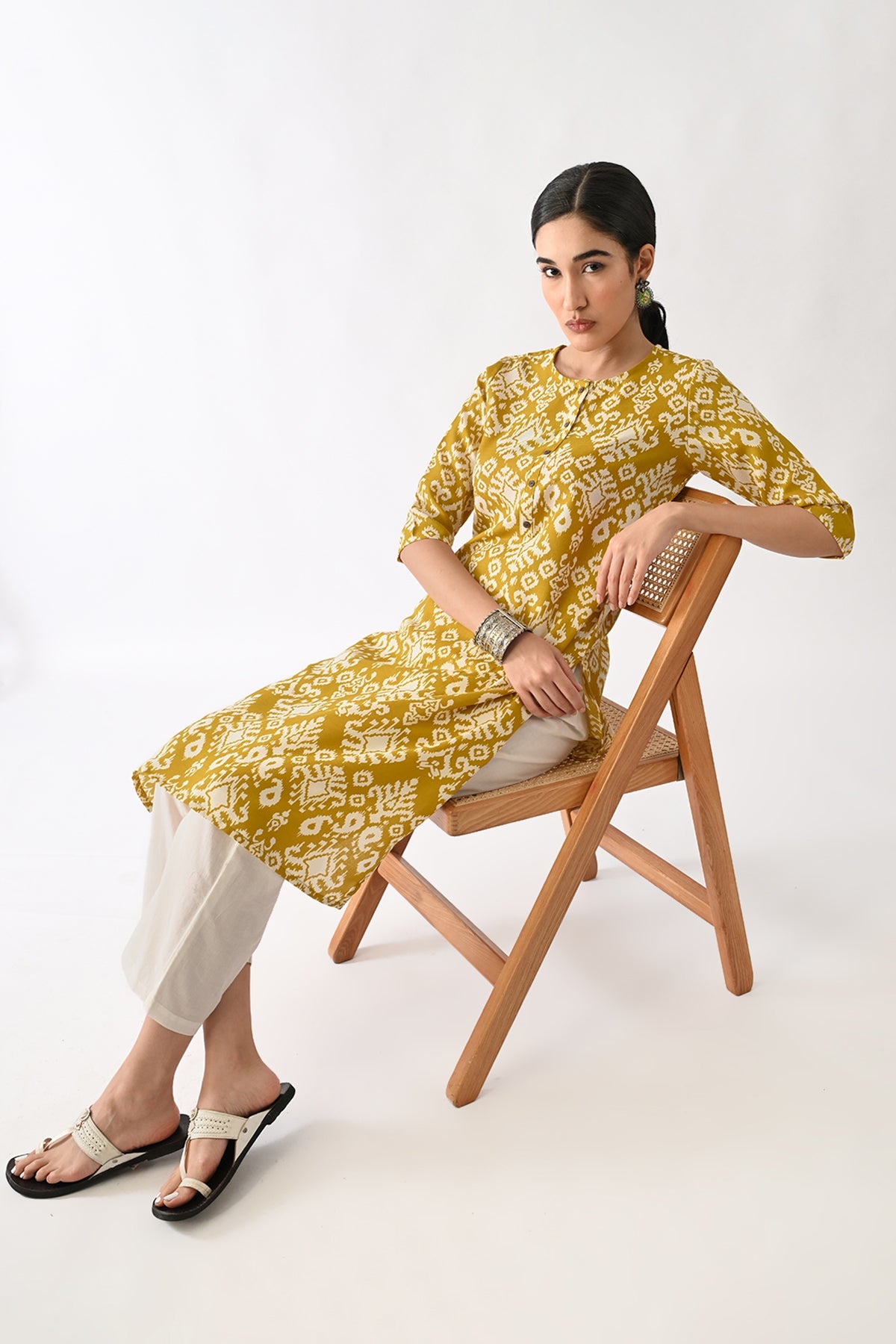 Yellow Printed Kurta