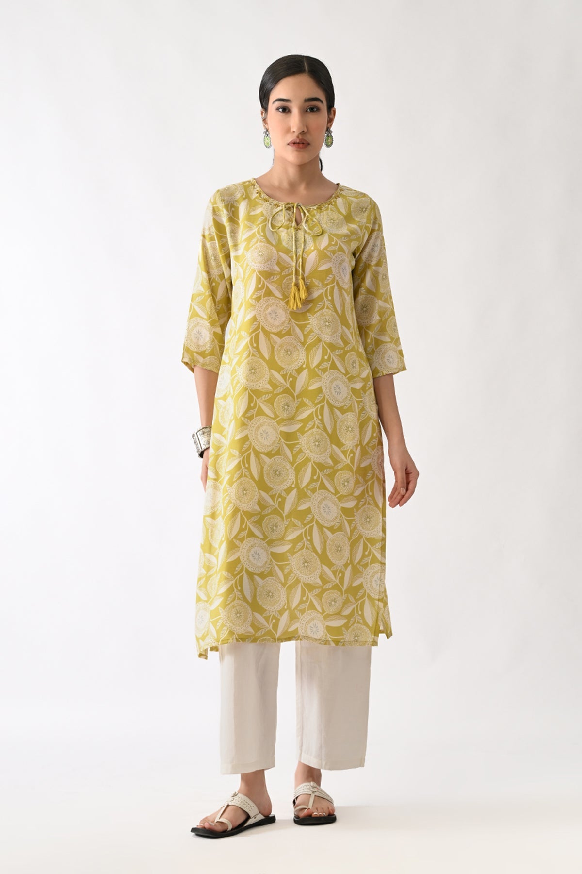 Yellow Printed Kurta