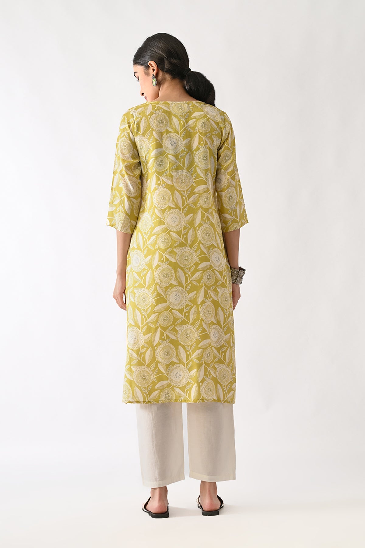Yellow Printed Kurta
