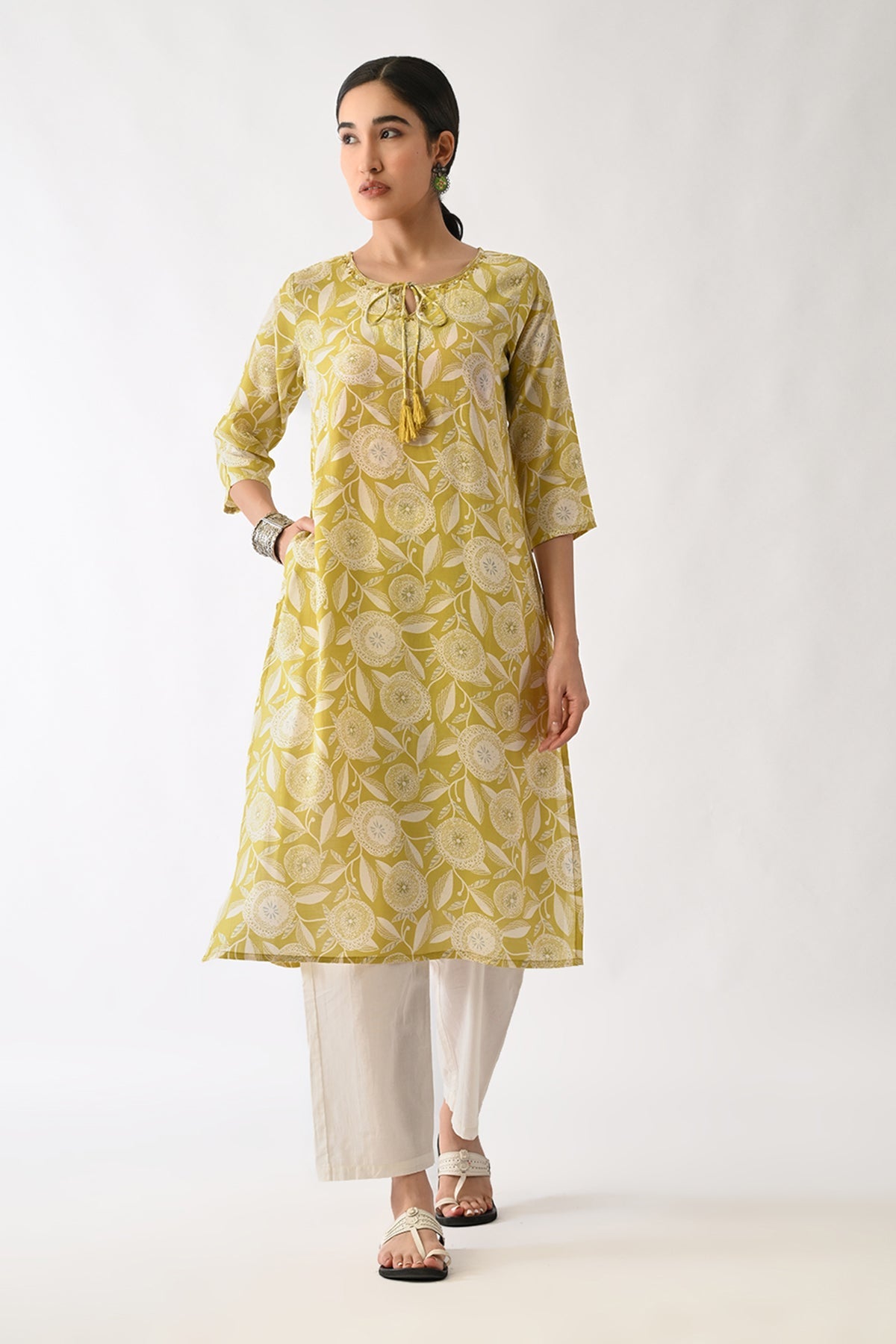 Yellow Printed Kurta