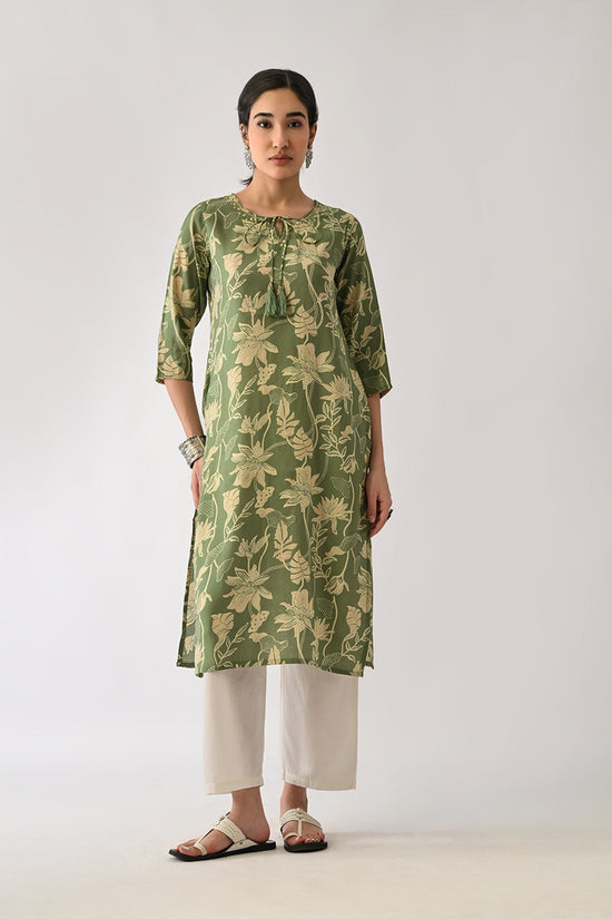 Green Floral Printed Kurta