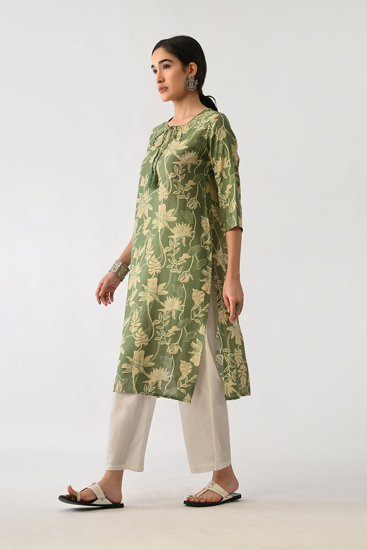 Green Floral Printed Kurta