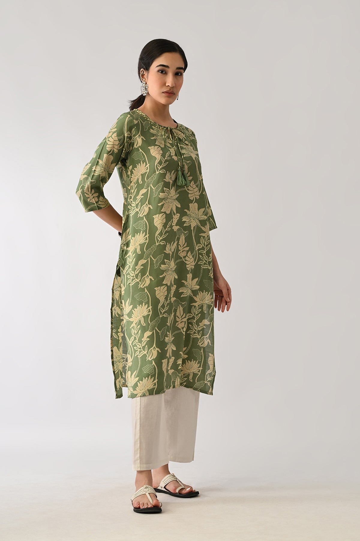 Green Floral Printed Kurta
