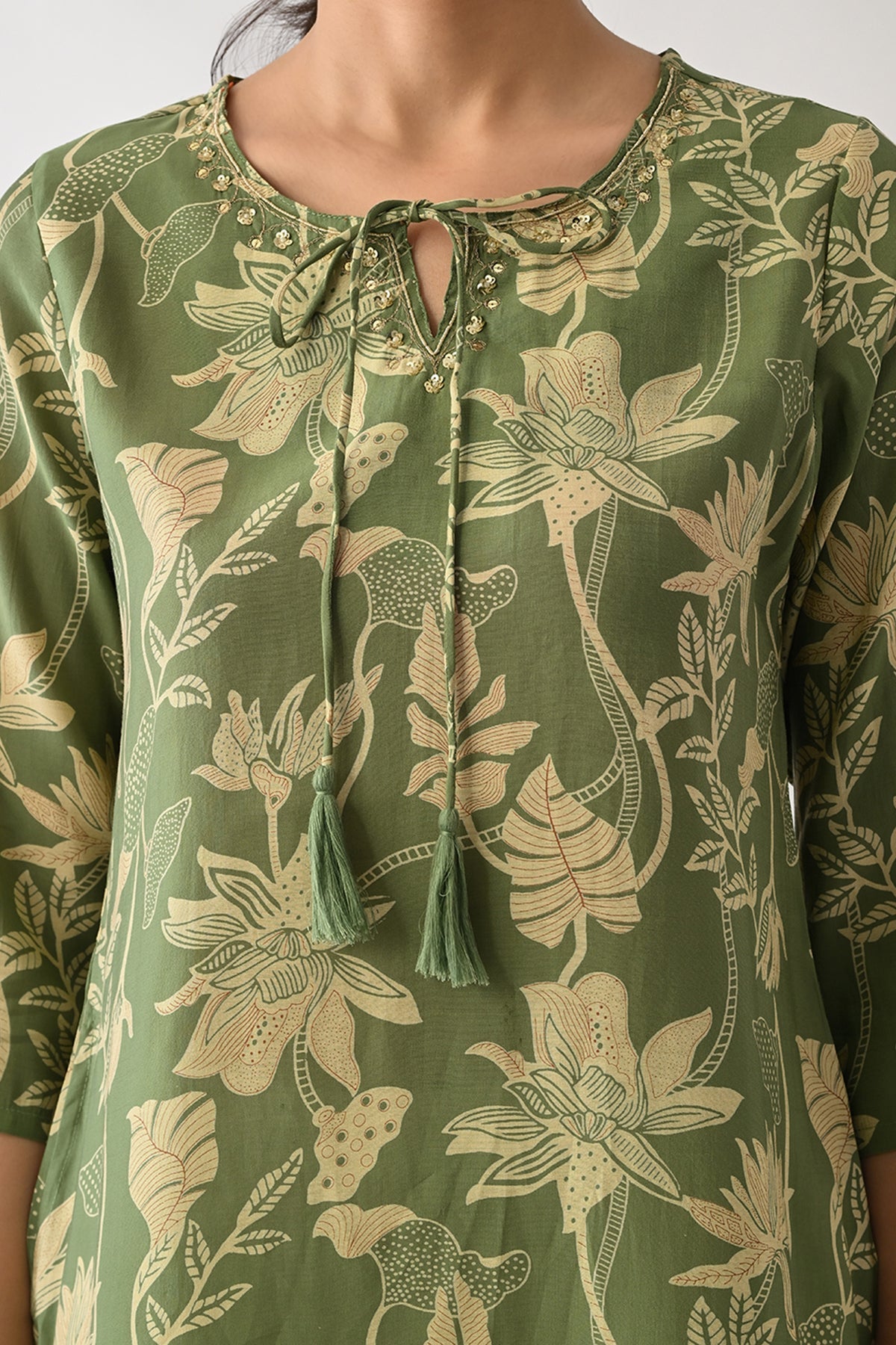 Green Floral Printed Kurta