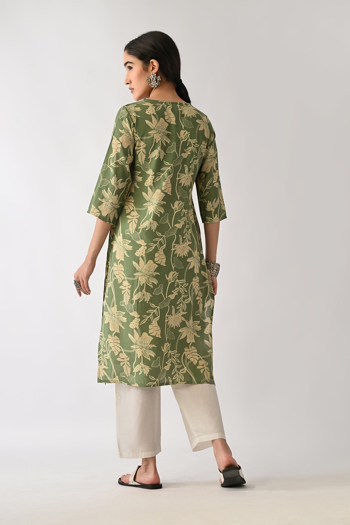 Green Floral Printed Kurta