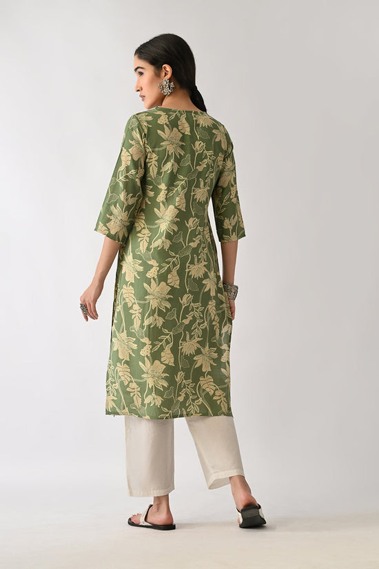 Green Floral Printed Kurta