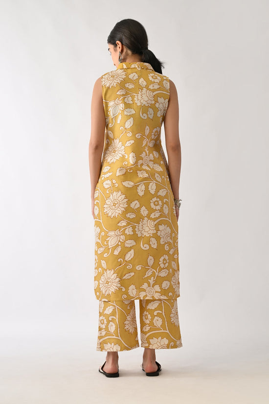 Yellow Printed A-line Kurta 2 Pcs Set