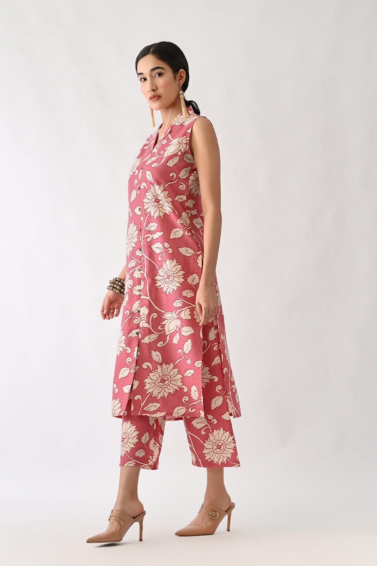 Orchid Pink Printed A-line Kurta Set(2 Piece)