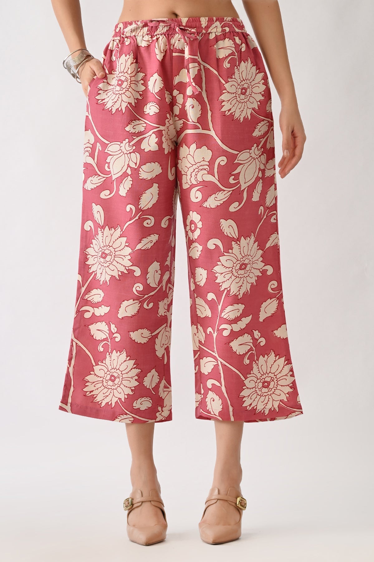 Orchid Pink Printed A-line Kurta Set(2 Piece)