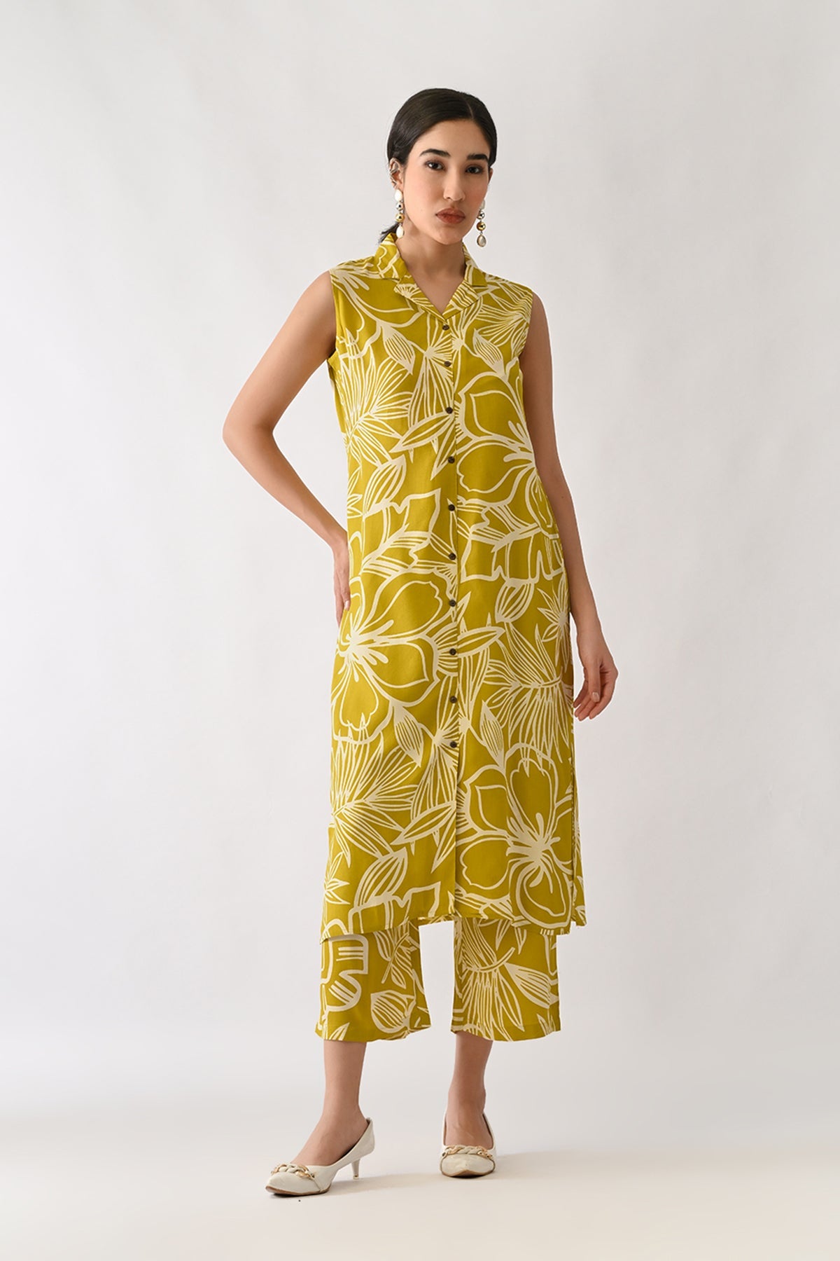 Yellow Printed Kurta 2 Pcs Set