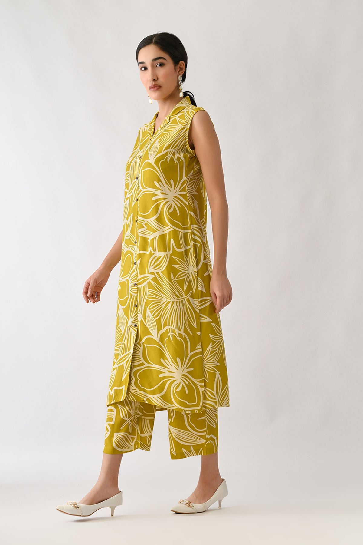 Yellow Printed Kurta 2 Pcs Set