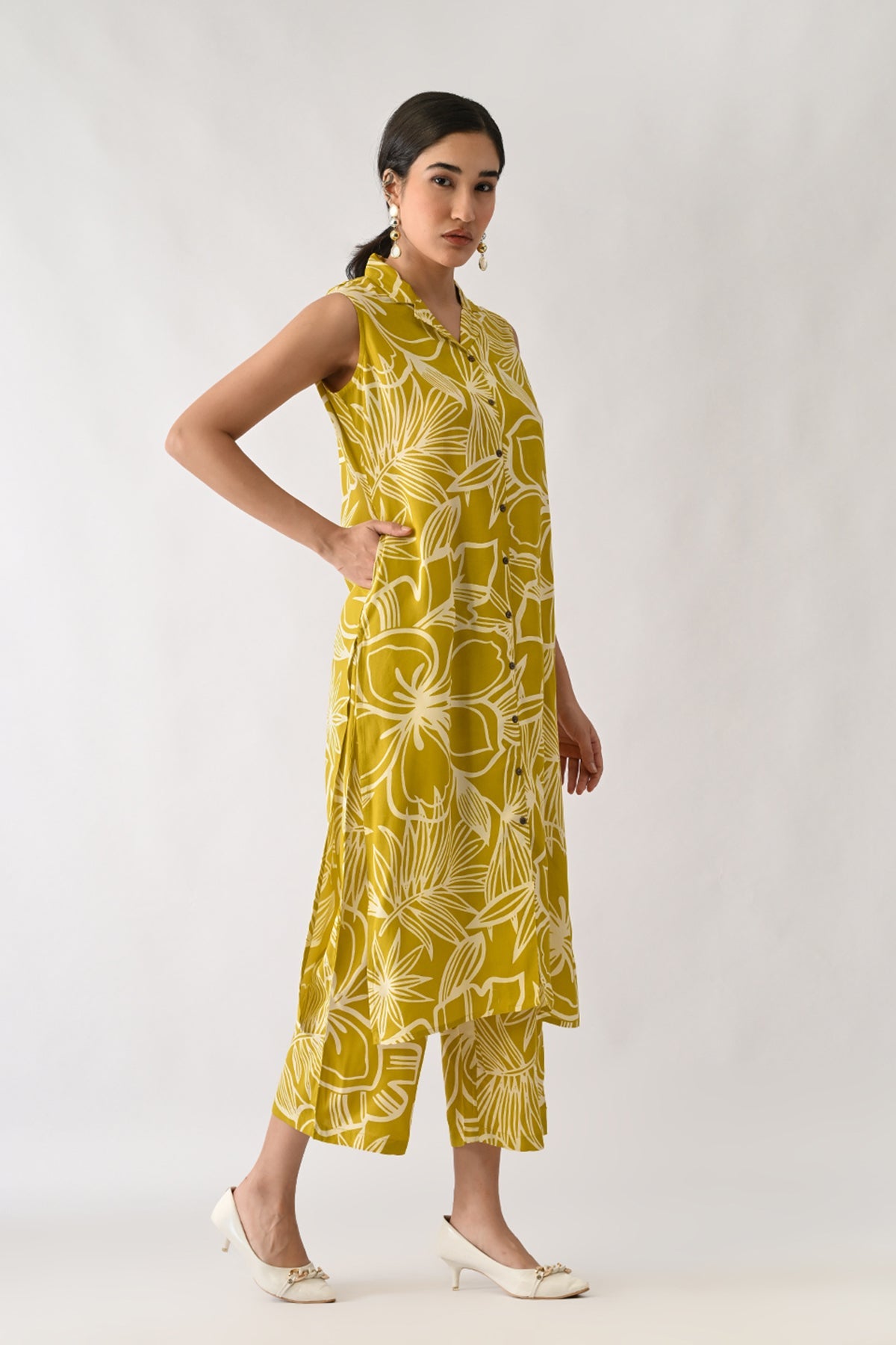 Yellow Printed Kurta 2 Pcs Set