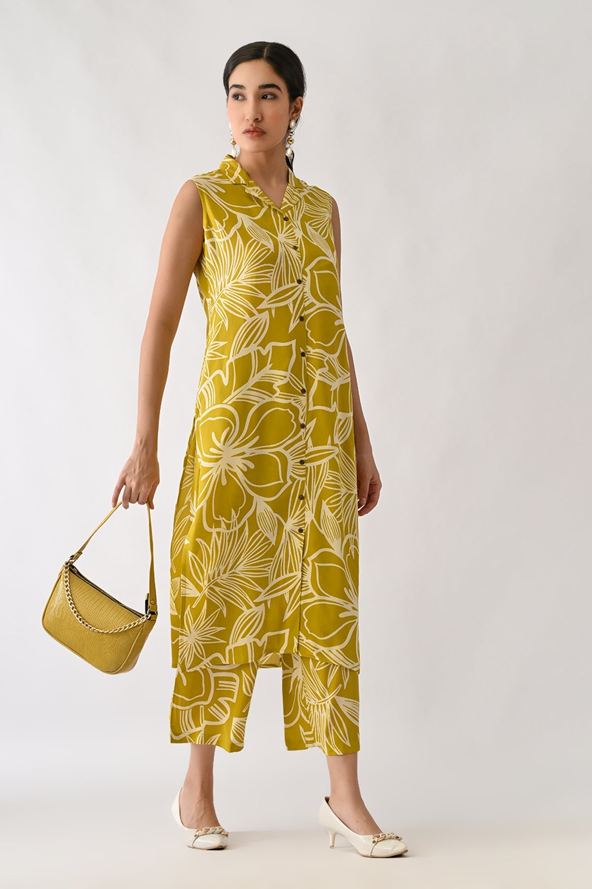 Yellow Printed Kurta 2 Pcs Set