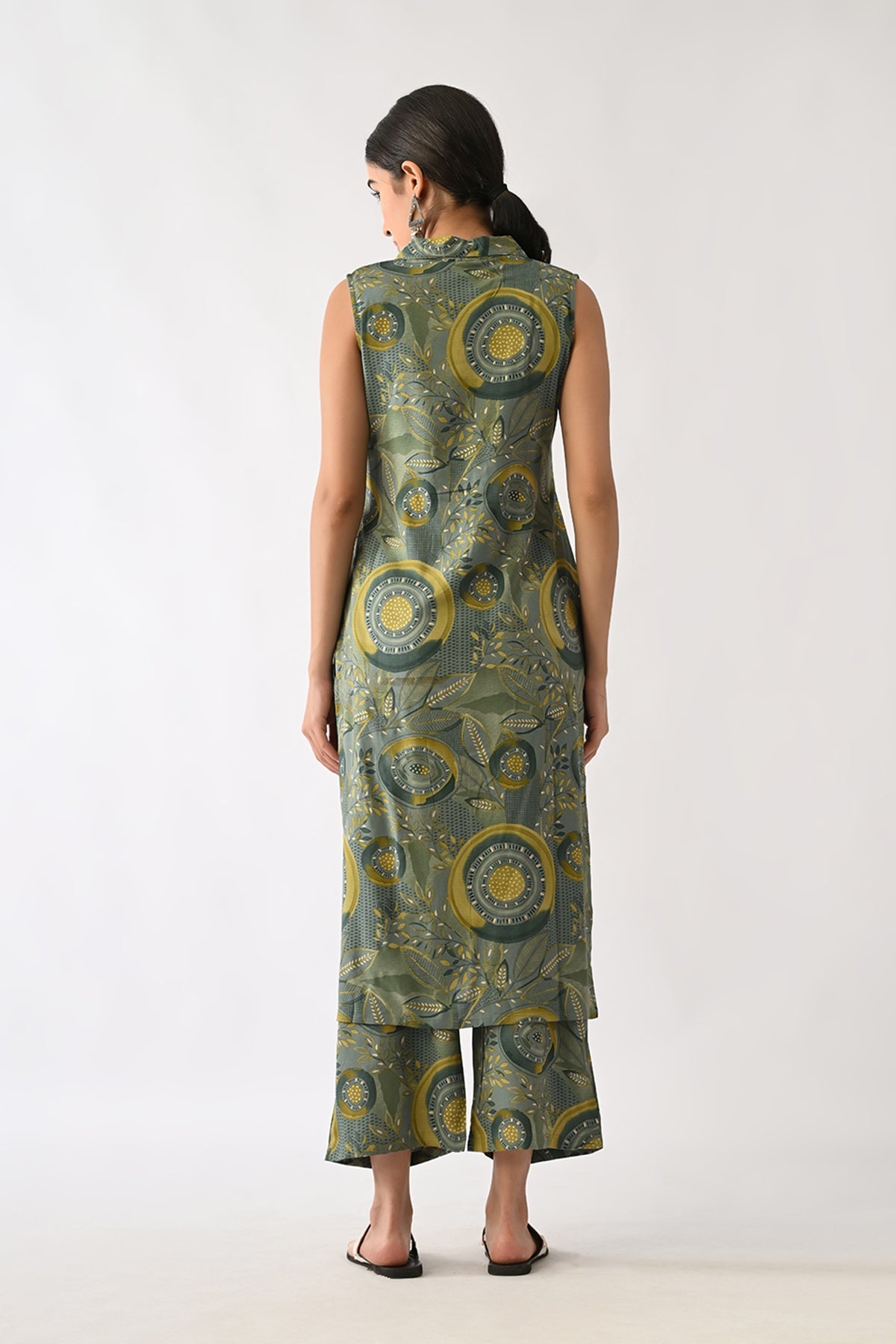 Green Printed A-line Kurta 2 Pcs Set