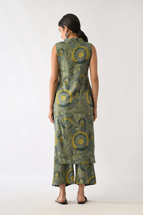 Green Printed A-line Kurta 2 Pcs Set