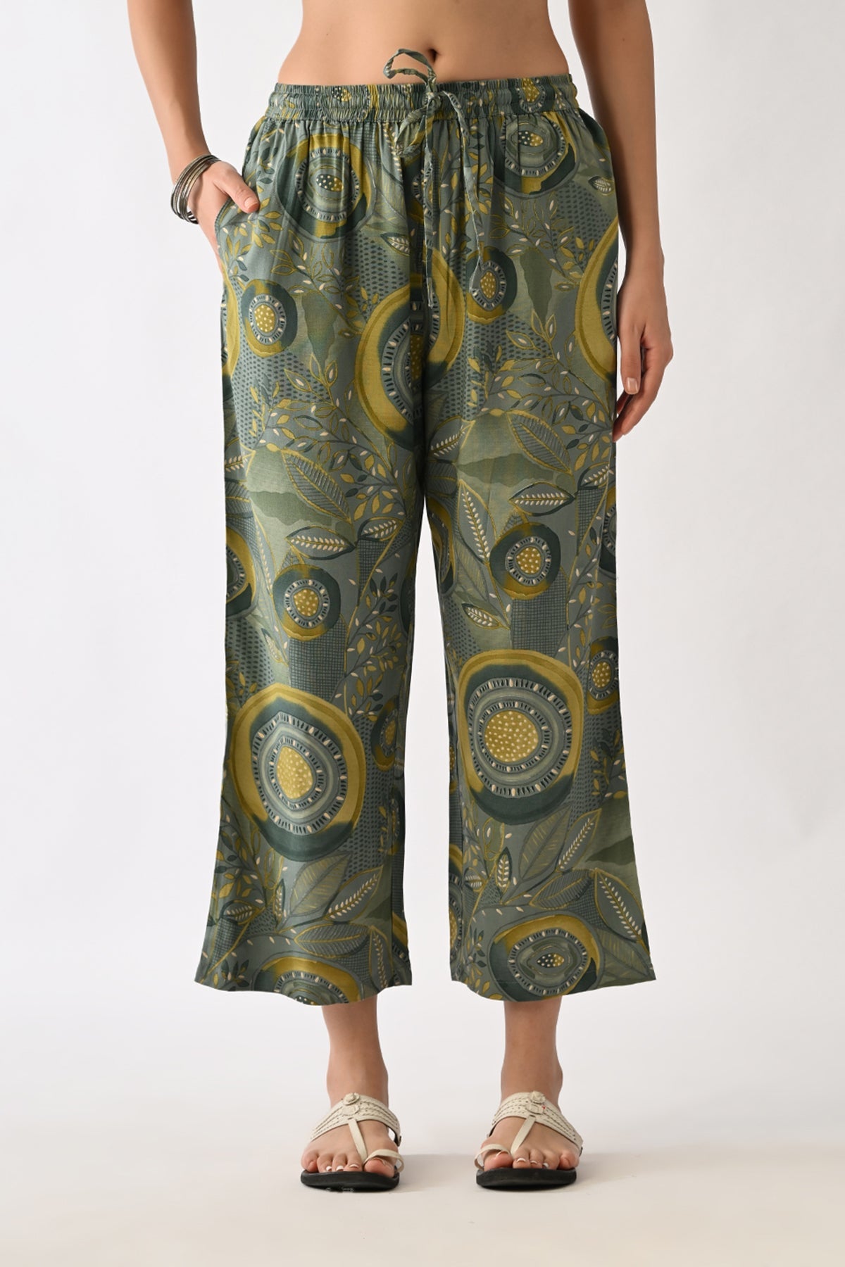 Green Printed A-line Kurta 2 Pcs Set