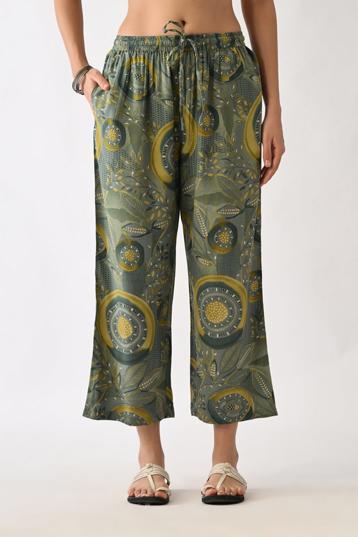 Green Printed A-line Kurta Set(2 Piece)