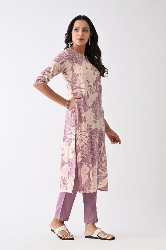 Purple Printed Kurta 3 Pcs Set