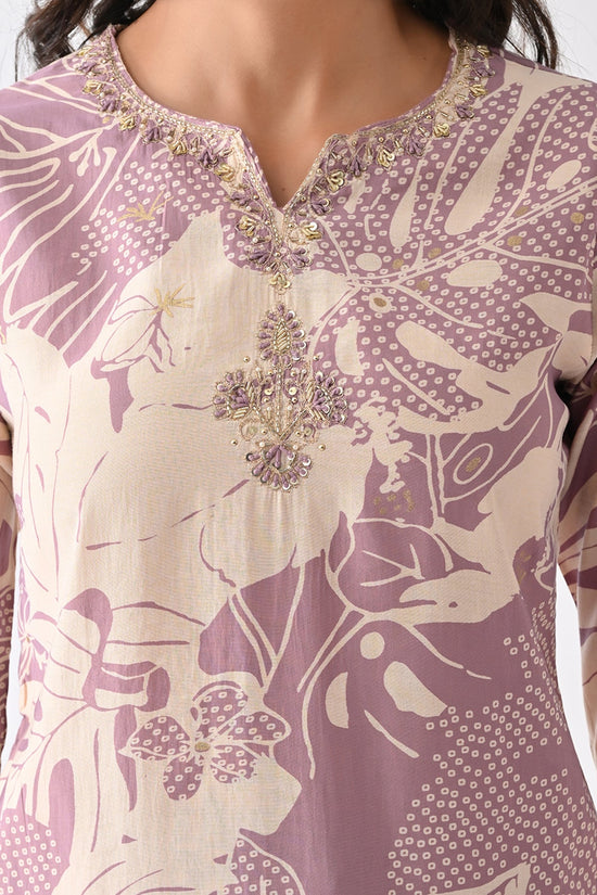 Purple Printed Kurta 3 Pcs Set