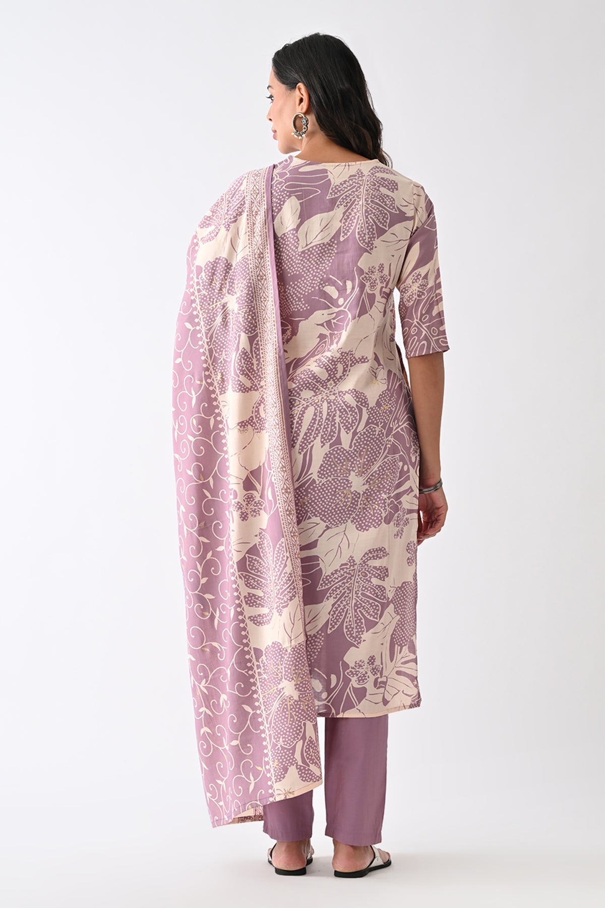 Purple Printed Kurta 3 Pcs Set
