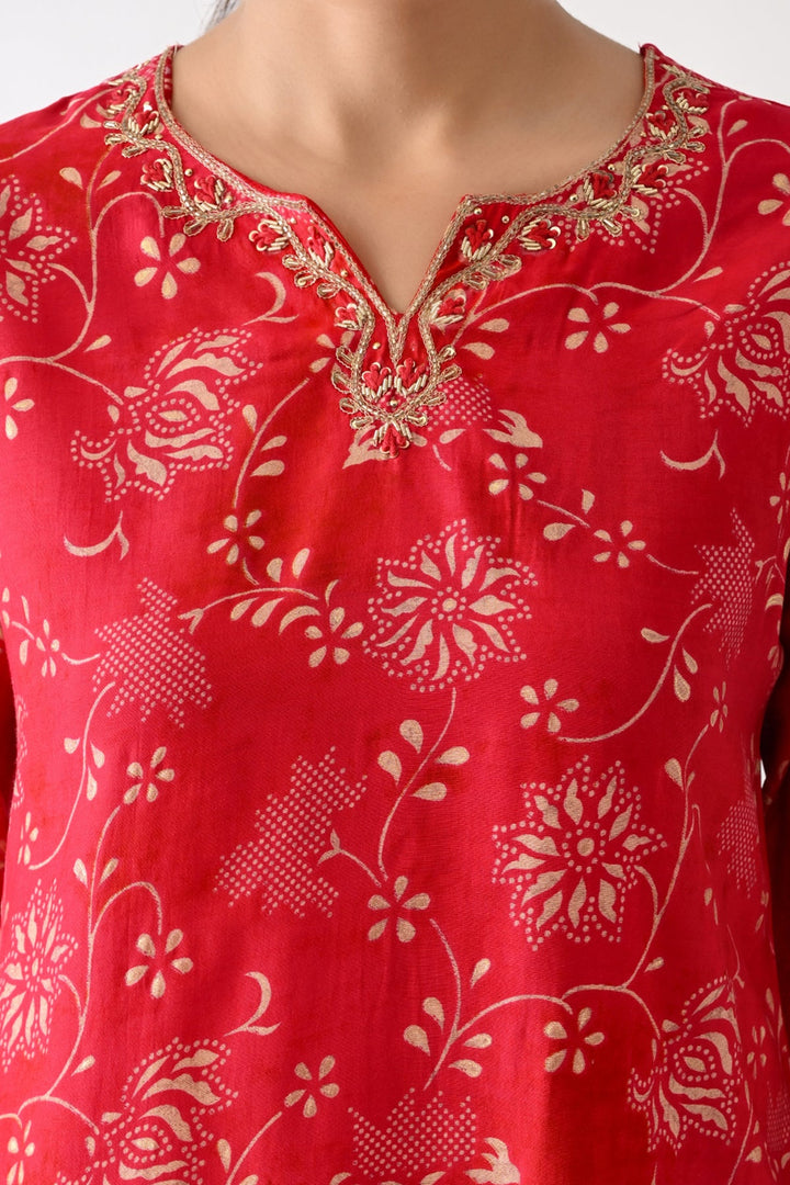 Pink Printed Kurta Set(3 Piece)