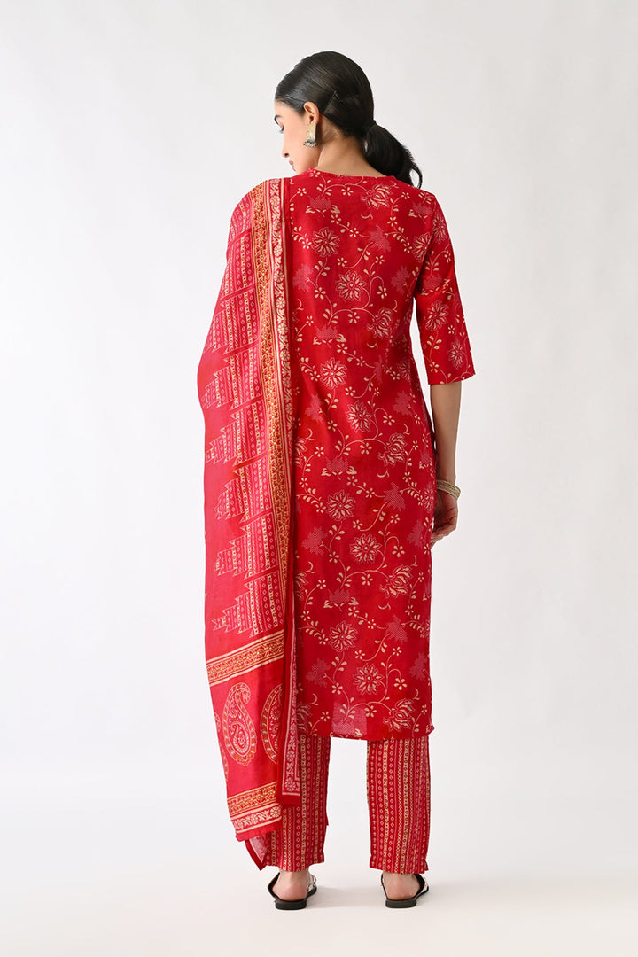 Pink Printed Kurta Set(3 Piece)