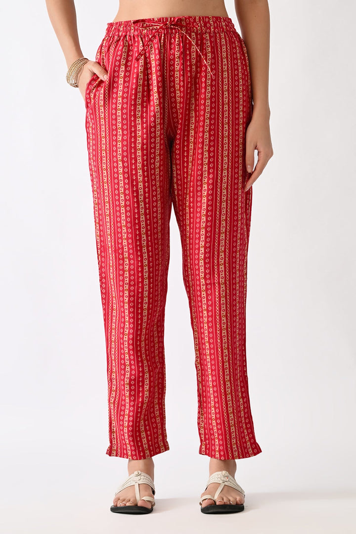 Pink Printed Kurta Set(3 Piece)