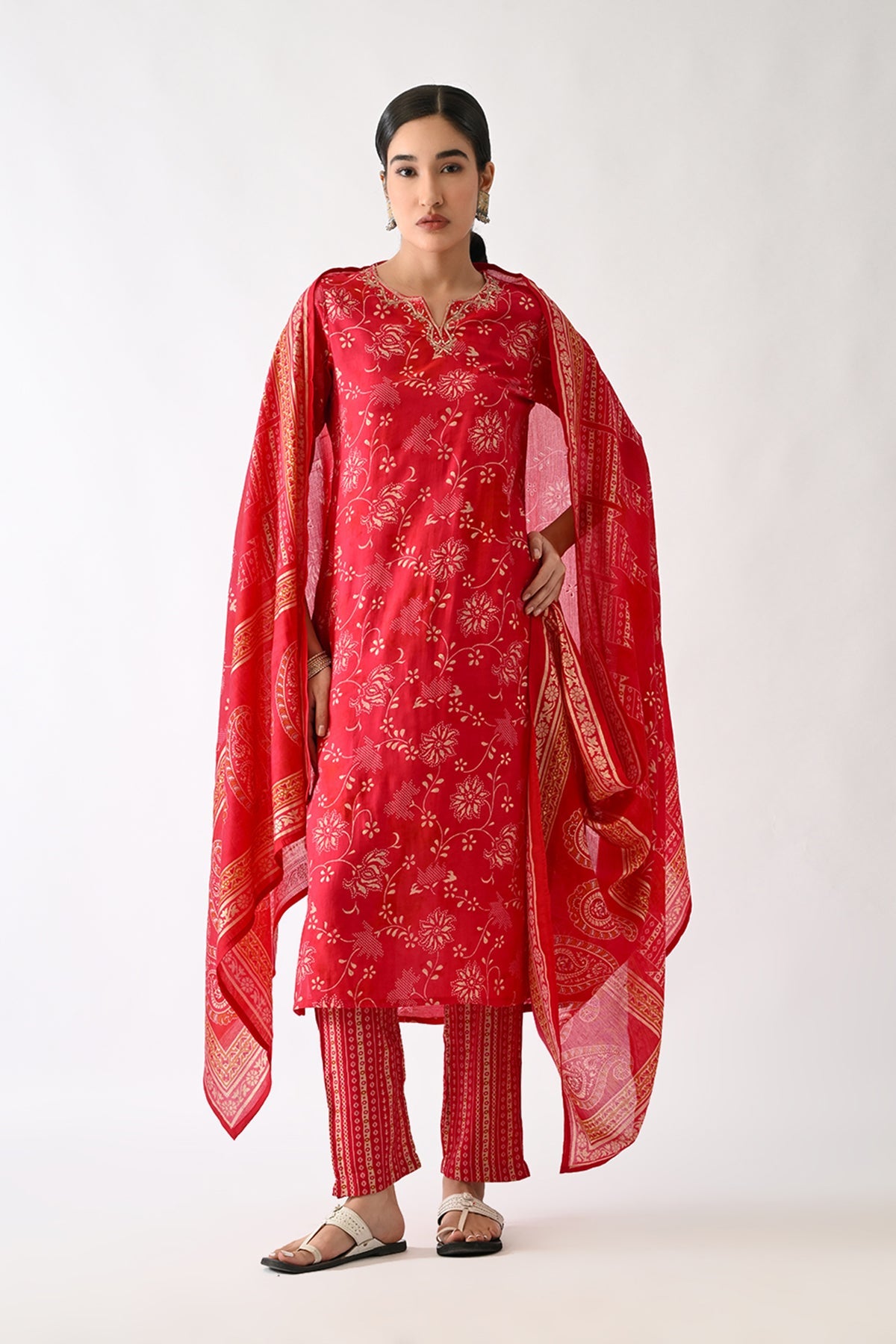 Pink Printed Kurta 3 Pcs Set