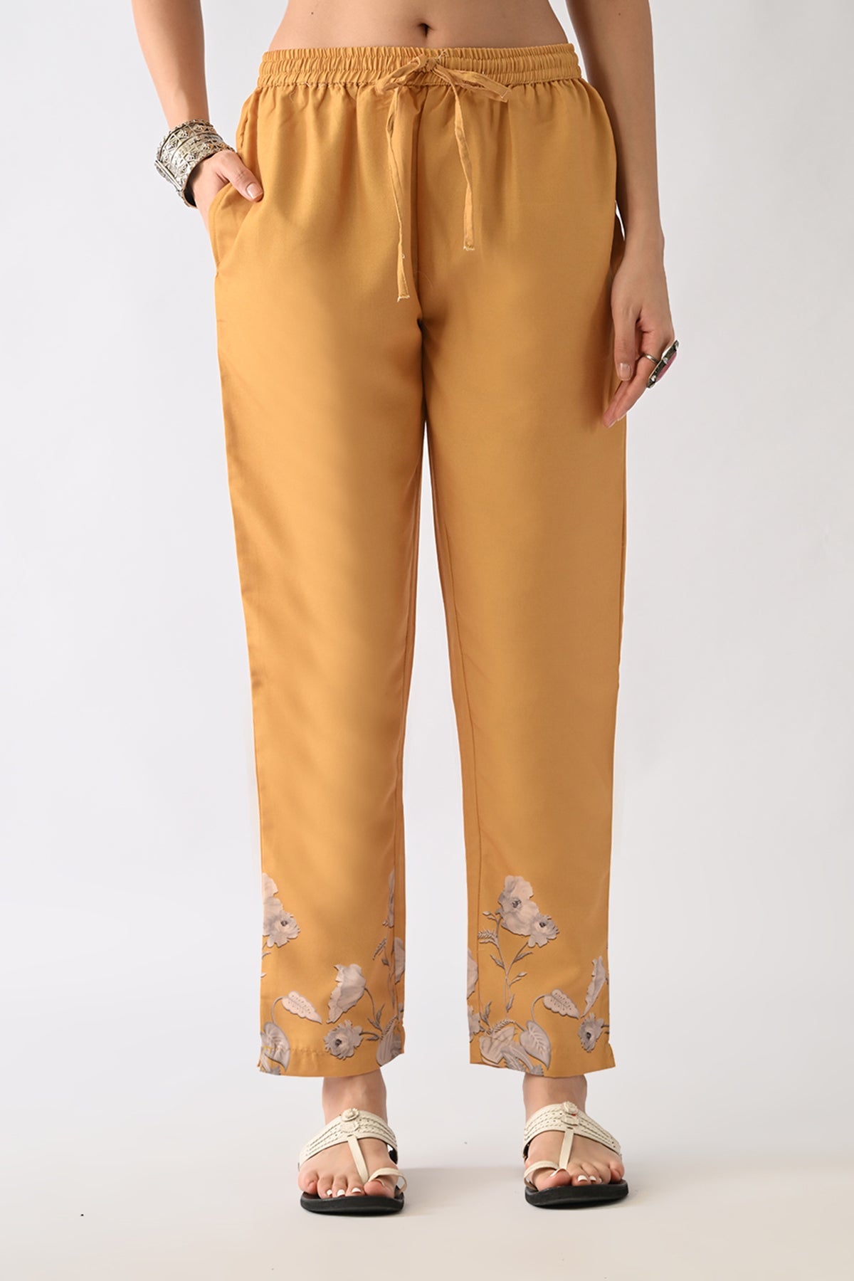 Mustard Printed Kurta 3 Pcs Set