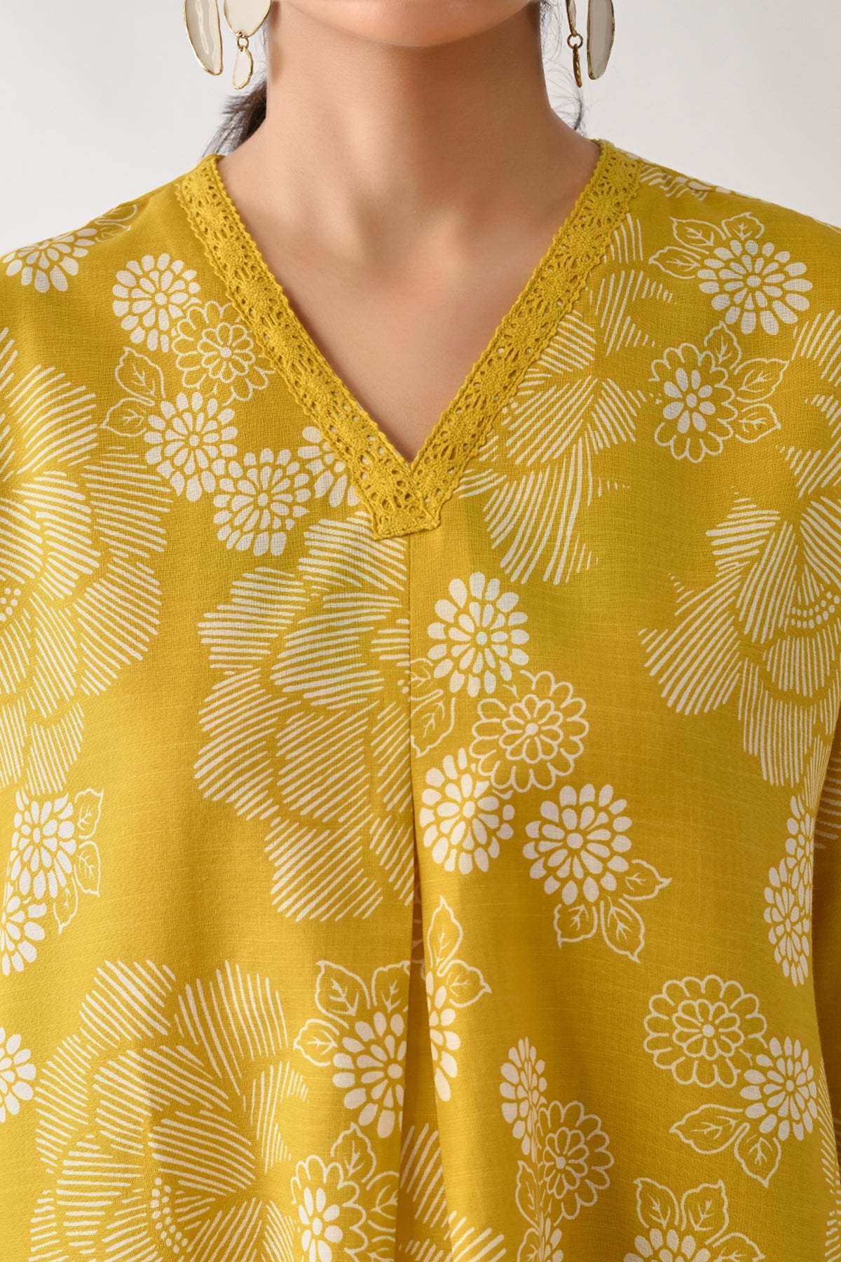 Yellow Printed A-line Kurta 2 Pcs Set